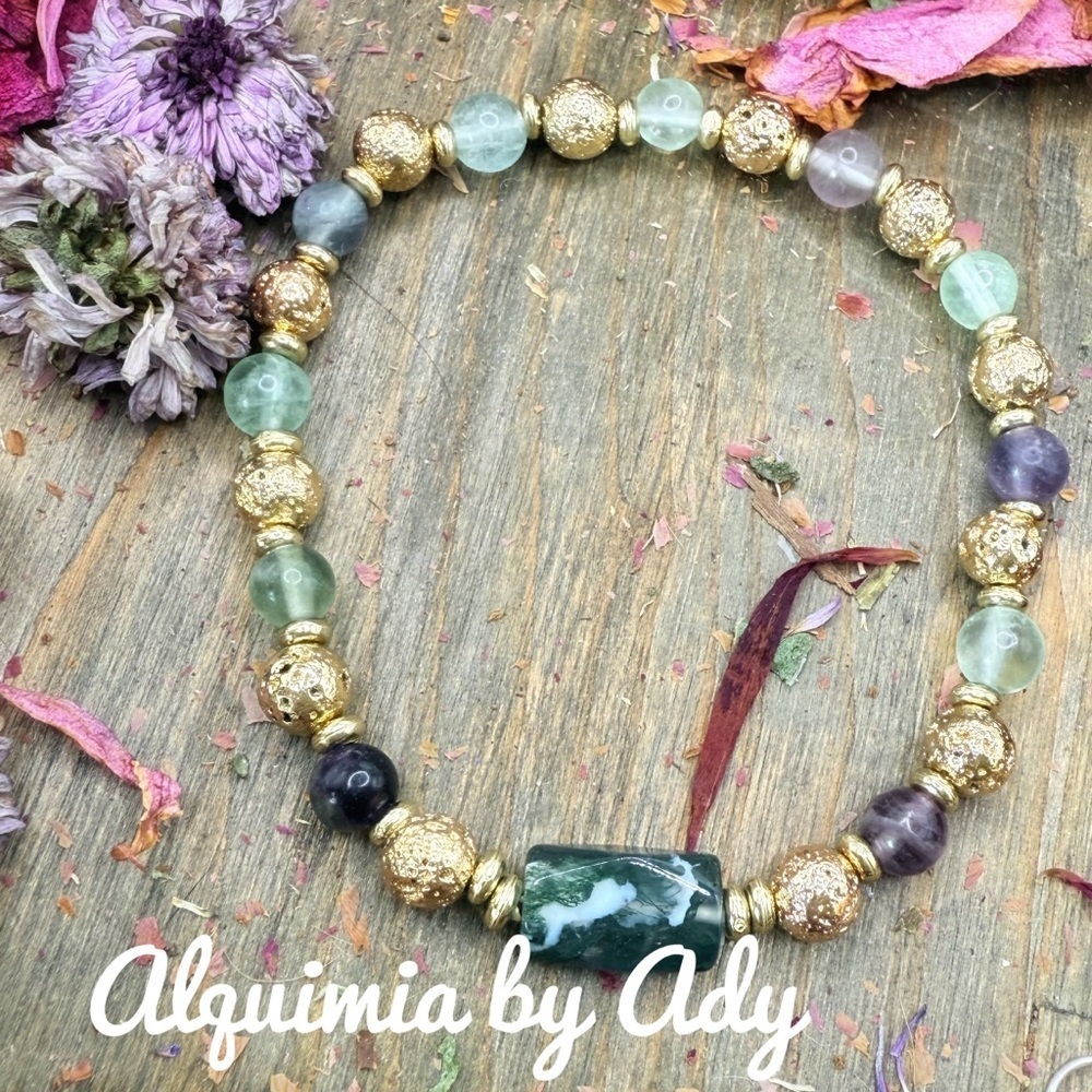 Luxury  vintage style dainty green fluorite bracelet